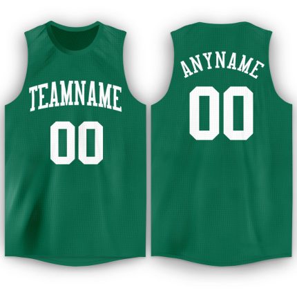 Custom Name and Number Basketball Jersey - Personalized Kelly Green and White Round Neck Design Personalized Kelly Green