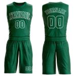 Personalized Round Neck Basketball Jersey in Kelly Green and White - Sublimation Suit Personalized Kelly Green White Round
