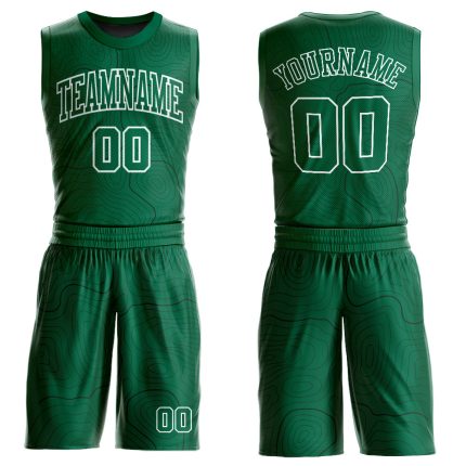 Personalized Round Neck Basketball Jersey in Kelly Green and White - Sublimation Suit Personalized Kelly Green White Round