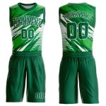 Custom Name and Number Basketball Jersey - Personalized Sublimation Round Neck in Kelly Green and White Personalized Kelly