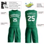 Personalized Kelly Green Basketball Jersey - White Round Neck Suit Personalized Kelly Green White Round Neck Suit Basketball