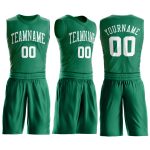 Personalized Kelly Green Basketball Jersey - White Round Neck Suit Personalized Kelly Green White Round Neck Suit Basketball