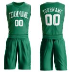 Personalized Kelly Green Basketball Jersey - White Round Neck Suit Personalized Kelly Green White Round Neck Suit Basketball