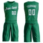 Custom Name and Number Basketball Jersey - Personalized Green White Round Neck Suit Personalized Kelly Green White Round