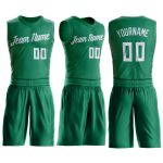 Custom Name and Number Basketball Jersey - Personalized Green White Round Neck Suit Personalized Kelly Green White Round