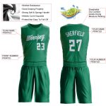 Custom Name and Number Basketball Jersey - Personalized Green White Round Neck Suit Personalized Kelly Green White Round