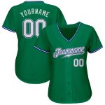 Personalized Authentic Baseball Jersey in Kelly Green and White-Royal Personalized Kelly Green White-Royal Authentic Baseball
