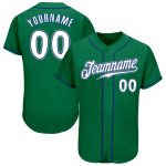 Custom Name and Number Authentic Baseball Jersey in Kelly Green White-Royal - Personalized Team Jersey Personalized Kelly