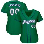 Custom Name and Number Authentic Baseball Jersey in Kelly Green White-Royal - Personalized Team Jersey Personalized Kelly