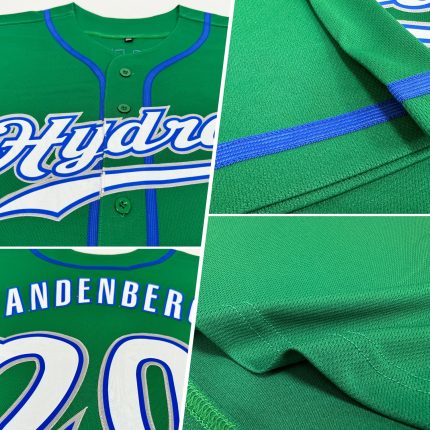 Custom Name and Number Authentic Baseball Jersey in Kelly Green White-Royal - Personalized Team Jersey Personalized Kelly