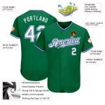 Personalized Authentic Baseball Jersey in Kelly Green and White-Royal Personalized Kelly Green White-Royal Authentic Baseball