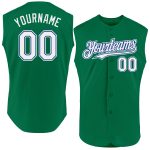 Custom Name and Number Authentic Sleeveless Baseball Jersey in Kelly Green White-Royal Personalized Kelly Green White-Royal