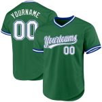 Custom Name and Number Authentic Throwback Baseball Jersey - Personalized Kelly Green White-Royal Team Jersey Personalized