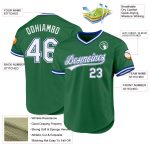 Custom Name and Number Authentic Throwback Baseball Jersey - Personalized Kelly Green White-Royal Team Jersey Personalized