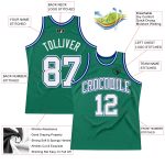 Personalized Kelly Green Basketball Jersey - White-Royal Authentic Throwback Design Personalized Kelly Green White-Royal
