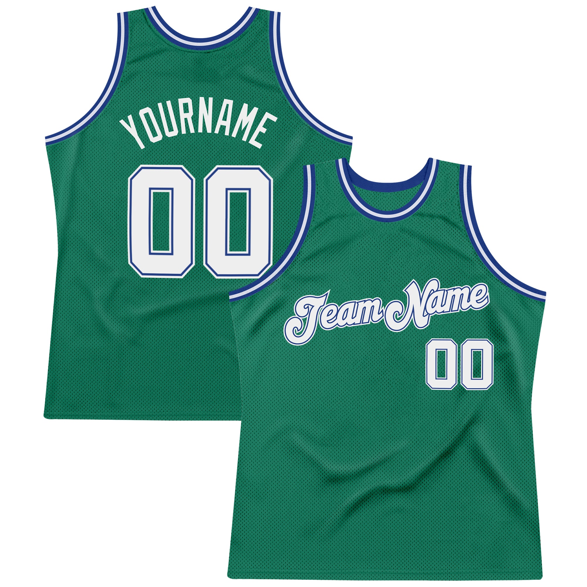 Custom Name Number Basketball Jersey - Personalized Kelly Green White-Royal Authentic Throwback Style Personalized Kelly