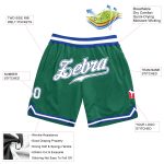 Custom Name Number Kelly Green White-Royal Basketball Shorts Authentic Throwback Team Gear Personalized Kelly Green White-Royal