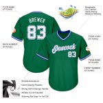 Custom Team Name Number Kelly Green White-Royal Authentic Rib-Knit Baseball Jersey Shirt Personalized Kelly Green White-Royal