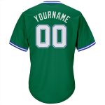Custom Team Name Number Kelly Green White-Royal Authentic Rib-Knit Baseball Jersey Shirt Personalized Kelly Green White-Royal