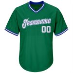 Custom Team Name Number Kelly Green White-Royal Authentic Rib-Knit Baseball Jersey Shirt Personalized Kelly Green White-Royal