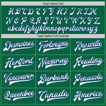 Custom Team Name and Number Two Tone Bomber Varsity Letterman Jacket in Kelly Green and White-Royal Personalized Kelly Green