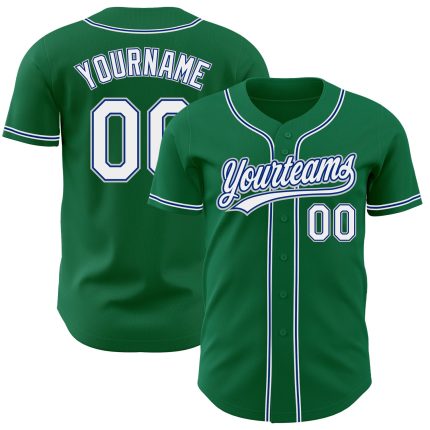 Custom Kelly Green White Royal-Gray Baseball Jersey with Personalized Name and Number - Authentic Team Gear Personalized