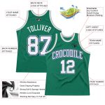 Personalized Basketball Jersey with Custom Name and Number in Kelly Green, White, and Royal-Gray - Authentic Throwback Style