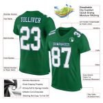 Personalized Custom Football Jersey with Name & Number in Kelly Green, White, Royal, and Gray Mesh Personalized Kelly Green