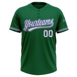 Custom Name and Number Unisex Softball Jersey in Kelly Green, White, and Royal Gray - Two-Button Design Personalized Kelly