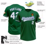 Custom Name and Number Unisex Softball Jersey in Kelly Green, White, and Royal Gray - Two-Button Design Personalized Kelly