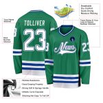 Custom Name Number Hockey Jersey in Kelly Green White-Royal - Personalized Team Jersey Personalized Kelly Green White-Royal