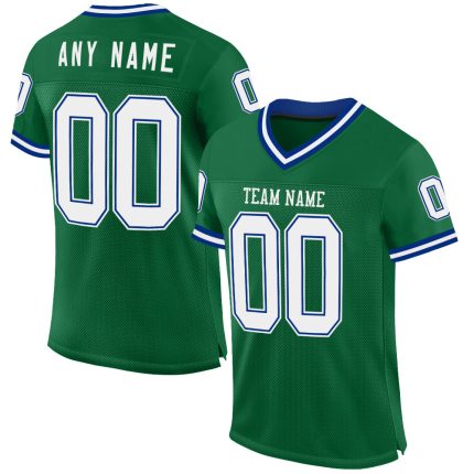 Personalized Custom Name and Number Kelly Green White-Royal Authentic Throwback Football Jersey Personalized Kelly Green