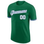 Custom Team Name and Number T-Shirt in Kelly Green, White, and Royal - Performance Tee Personalized Kelly Green White-Royal