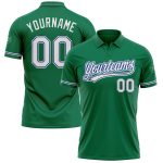 Custom Name and Number Performance Golf Polo Shirt in Kelly Green White-Royal Personalized Kelly Green White-Royal Performance