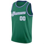 Custom Basketball Jersey with Personalized Name & Number in Kelly Green and White-Royal Round Neck Rib-Knit Design Personalized