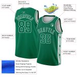 Personalized City Edition Basketball Jersey with Custom Name & Number, Kelly Green & White Color, Abstract Lines Design Personalized
