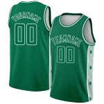 Personalized City Edition Basketball Jersey with Custom Name & Number, Kelly Green & White Color, Abstract Lines Design Personalized