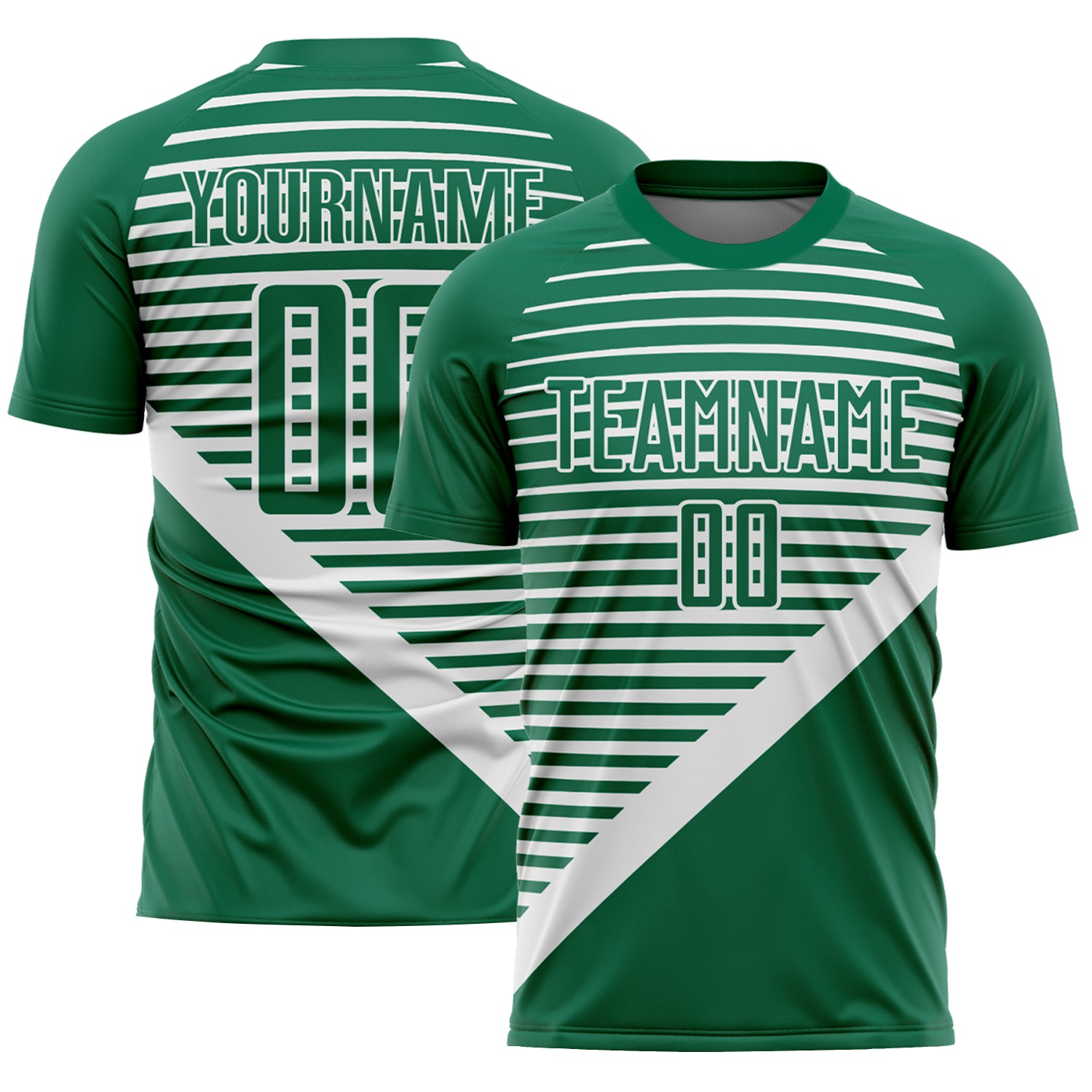 Custom Name and Number Soccer Jersey - Personalized Kelly Green with White Stripes Sublimation Uniform Personalized Kelly