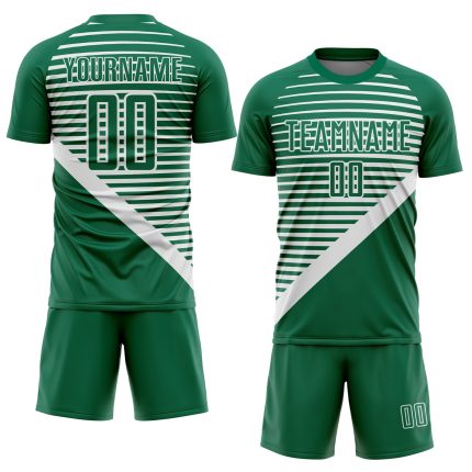 Custom Name and Number Soccer Jersey - Personalized Kelly Green with White Stripes Sublimation Uniform Personalized Kelly