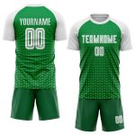 Custom Sublimation Soccer Jersey - Kelly Green and White Uniform Personalized Kelly Green White Sublimation Soccer Uniform
