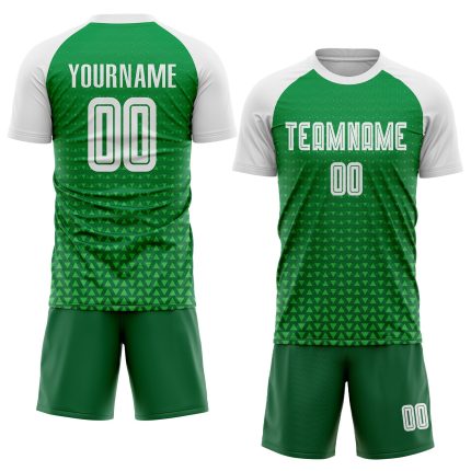 Custom Sublimation Soccer Jersey - Kelly Green and White Uniform Personalized Kelly Green White Sublimation Soccer Uniform