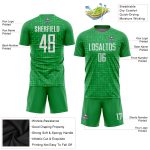 Custom Soccer Uniform Jersey with Personalized Name and Number in Kelly Green and White Personalized Kelly Green White Sublimation