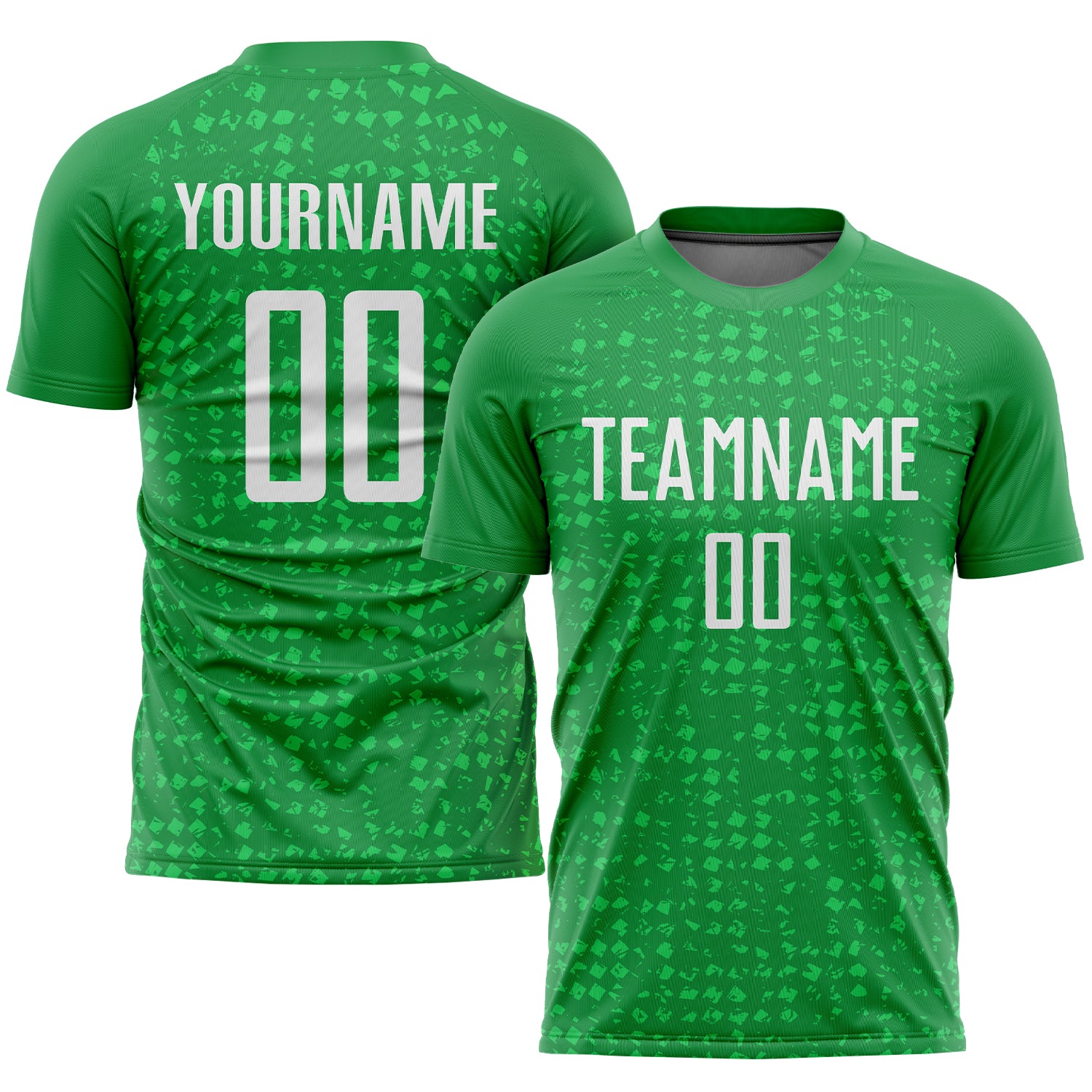 Custom Soccer Uniform Jersey with Personalized Name and Number in Kelly Green and White Personalized Kelly Green White Sublimation