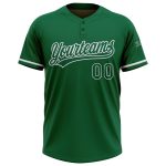 Personalized Unisex Softball Jersey in Kelly Green and White - Two-Button Design Personalized Kelly Green White Two-Button