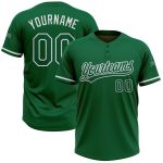 Personalized Unisex Softball Jersey in Kelly Green and White - Two-Button Design Personalized Kelly Green White Two-Button