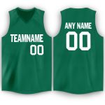 Personalized V-Neck Basketball Jersey in Kelly Green and White - Custom Team Apparel Personalized Kelly Green White V-Neck