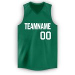 Personalized V-Neck Basketball Jersey in Kelly Green and White - Custom Team Apparel Personalized Kelly Green White V-Neck