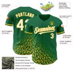 Personalized Leopard Print Baseball Jersey with 3D Pattern Design, Custom Name and Number, Kelly Green White-Yellow Personalized