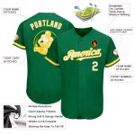 Custom Authentic Baseball Jersey with Personalized Name and Number in Kelly Green White-Yellow Personalized Kelly Green White-Yellow