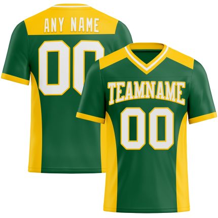 Custom Name and Number Personalized Kelly Green Authentic Football Jersey with White-Yellow Mesh Personalized Kelly Green